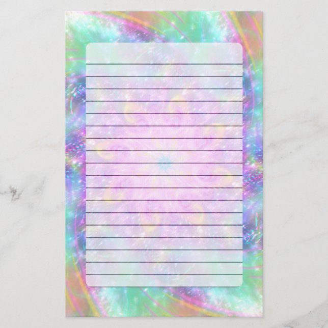 Papelería Luces brillantes, espiral colorida, arte Mandala (Anverso)