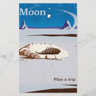 Papelería Luna - cartel de viaje vintage de ciencia ficción
