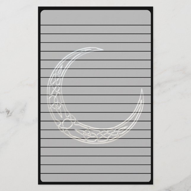Papelería Luna Creciente Celta De Plata Y Negro (Anverso)