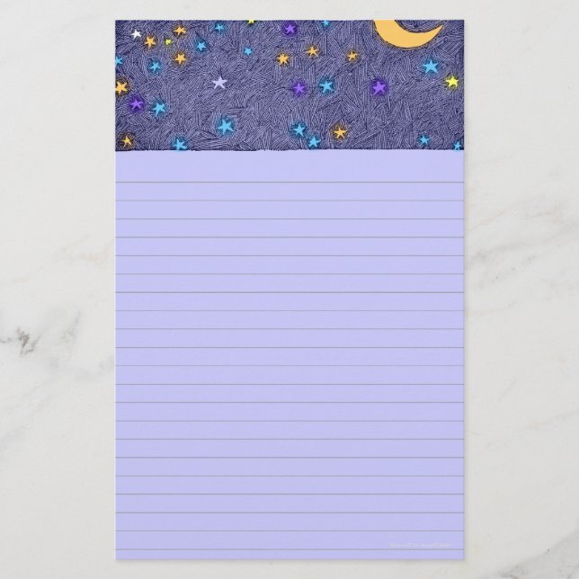 Papelería Luna y estrellas brillantes preparan estacionamien (Anverso)