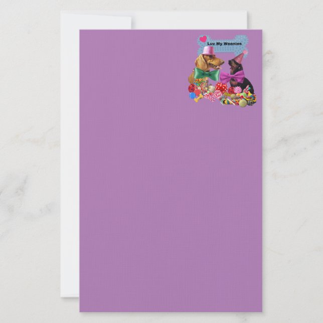 Papelería Luv My Weenies Purple Stationery (Anverso)
