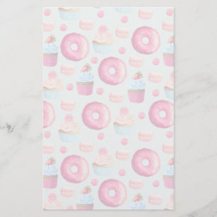 Papelería Macarones De Donuts Y Patrón De Pasteles