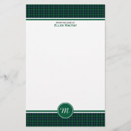 Papelería MacKay Clan Tartan Green Scottish Plaid Monograma