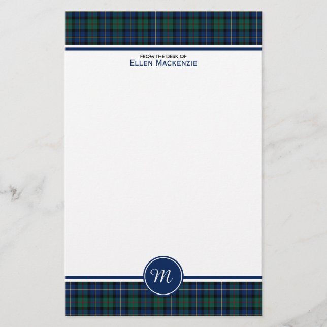 Papelería MacLeod de Skye Clan Tartán Monograma (Anverso)