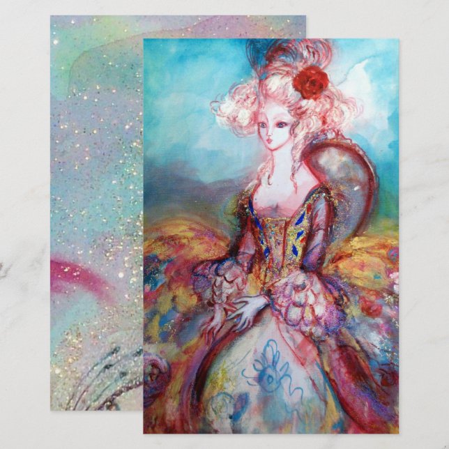 Papelería MADAME POMPADOUR Belleza Moda Azul rosado (Anverso / Reverso)