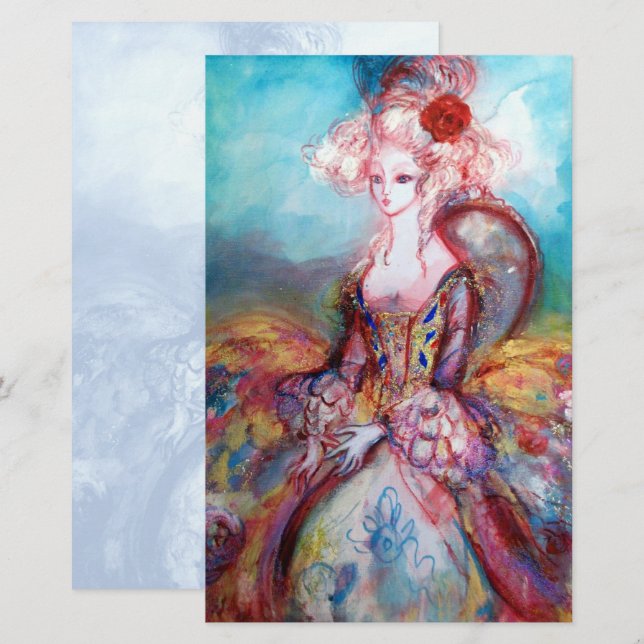 Papelería MADAME POMPADOUR ,blanquecina estacionaria blanca  (Anverso / Reverso)