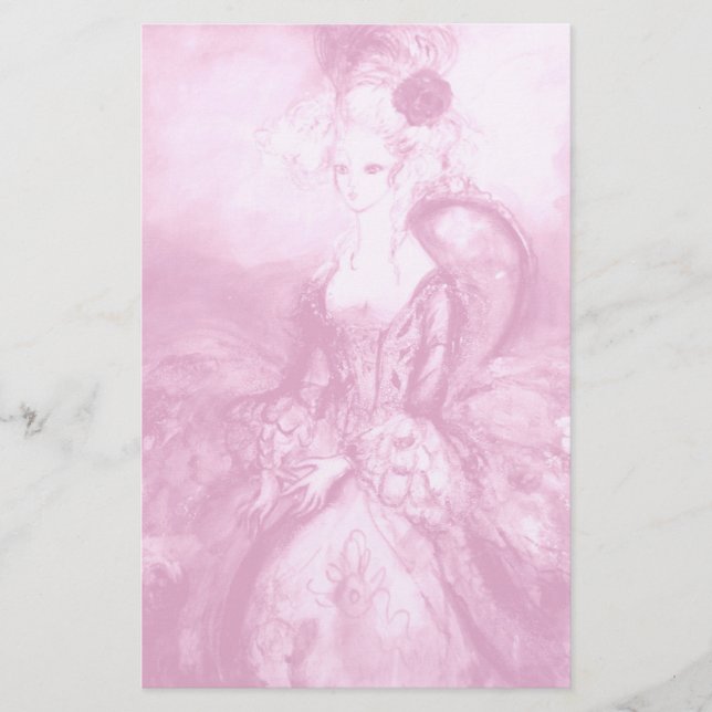 Papelería MADAME POMPADOUR , suave rosa blanco (Anverso)