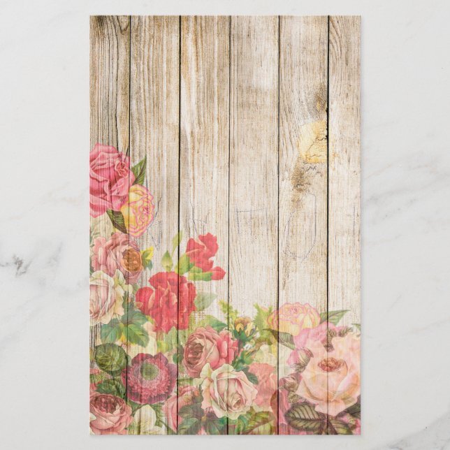 Papelería Madera de Rosas Rústicos Vintage (Anverso)