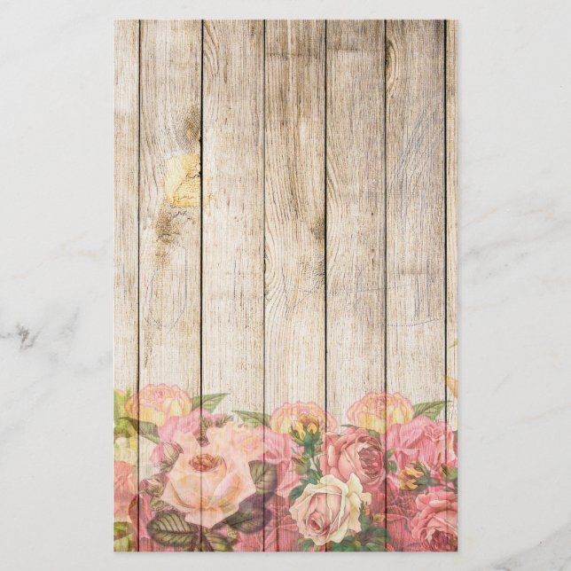 Papelería Madera de Rosas Rústicos Vintage (Anverso)
