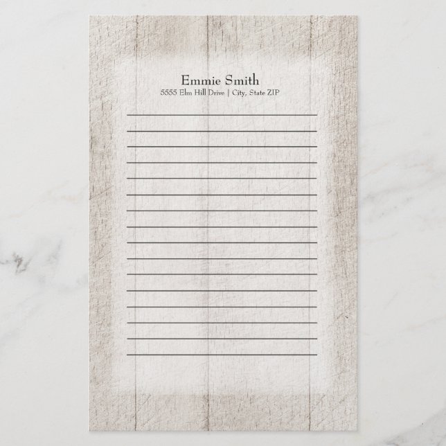 Papelería Madera Rústica Gris Personalizada (Anverso)