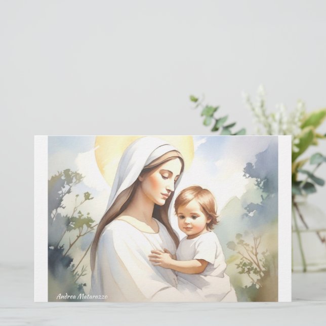 Papelería Madonna con el niño Jesús (Anverso de pie)