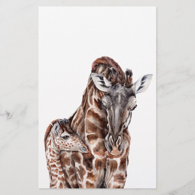 Papelería Madre jirafa con bebé jirafa (Anverso)