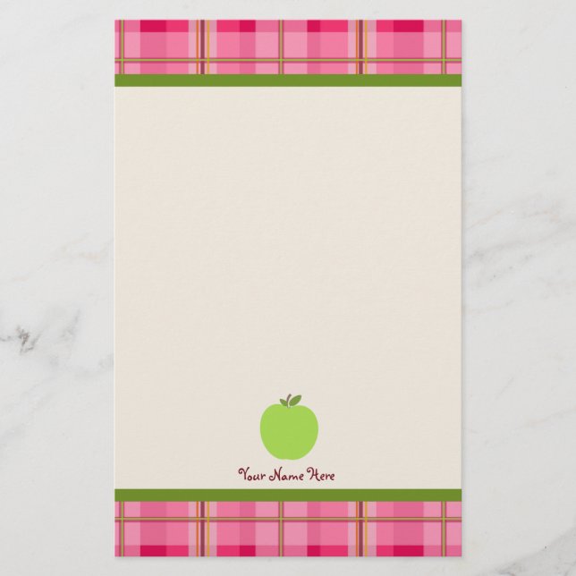 Papelería Maestra personalizada de Apple verde y de plástico (Anverso)