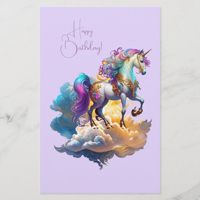 Papelería Magical unicornio nubes de fantasía romance de cum (Anverso)
