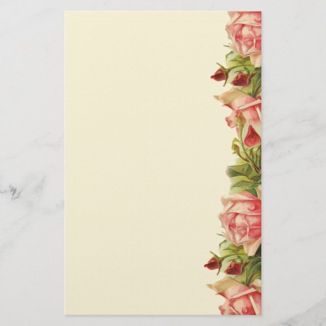 Papelería Magníficos Rosas de Apricot Rosado Elegante (Anverso)