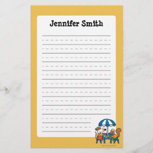 Papelería Maisy escribe las postales debajo del paraguas