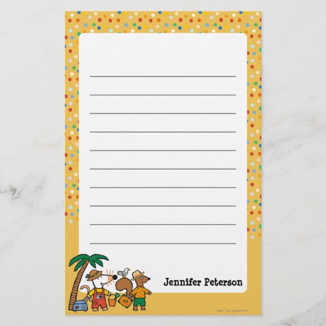 Papelería Maisy y Cyril con la palmera en la playa (Anverso)