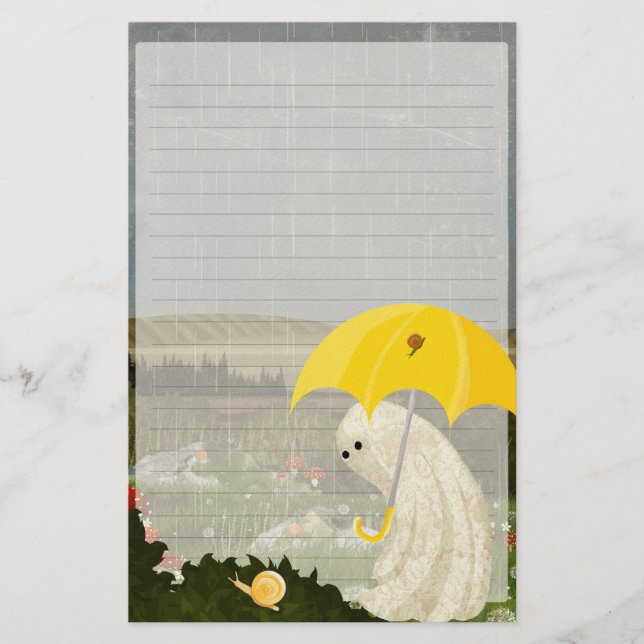 Papelería Making Friends - Cute Ghost Lined Writing Paper (Anverso)