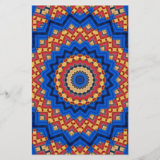 Papelería Mandala azul naranja (Anverso)