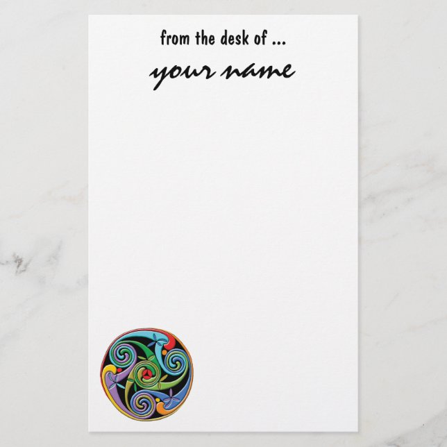 Papelería Mandala céltica hermosa con remolinos coloridos (Anverso)