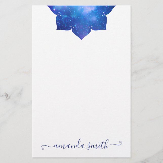 Papelería Mandalá Galáctico Azul Acuático (Anverso)