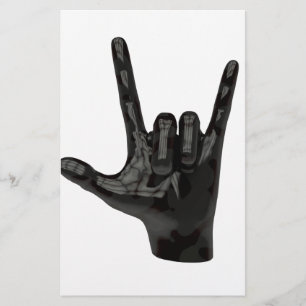 Papelería mano de cuernos del diablo