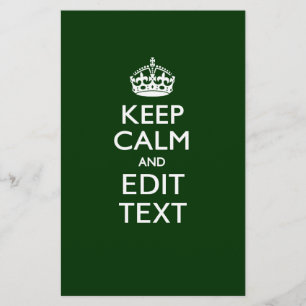 Papelería Mantener la calma y tener su texto en verde
