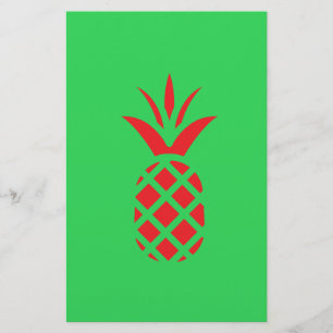 Papelería manzana de pino rojo en verde