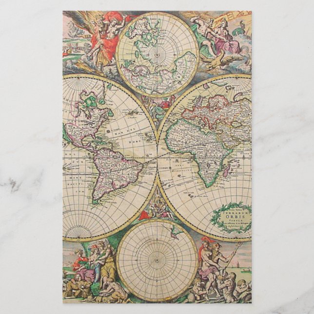 Papelería Mapa Antiguo del Mundo (Anverso)