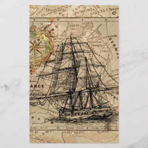 Papelería Mapa Antiguo General de Francia y Barco