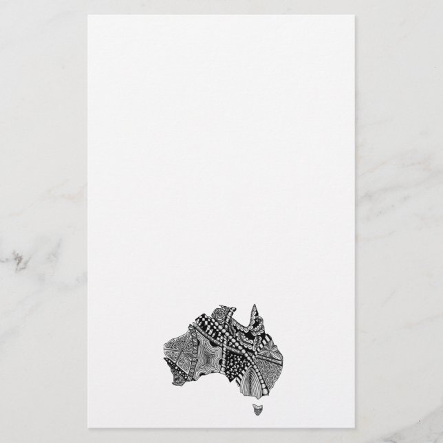 Papelería Mapa de Australia en blanco y negro de arte origin (Anverso)