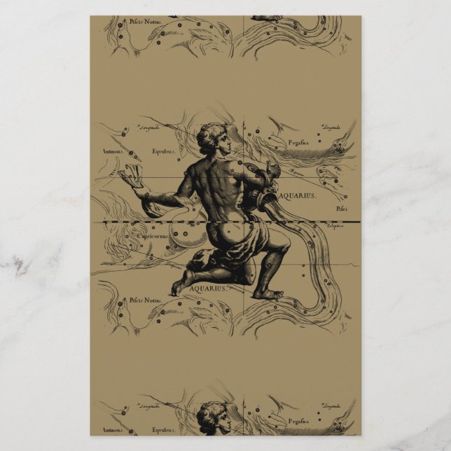 Papelería Mapa de Constelación de Aquarius por Hevelius (Anverso)