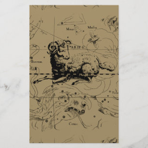 Papelería Mapa de constelación de Aries Hevelius alrededor d