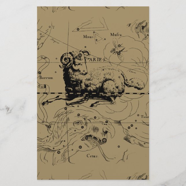 Papelería Mapa de constelación de Aries Hevelius alrededor d (Anverso)