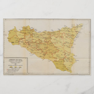 Papelería Mapa de la actividad de la mafia en Sicilia Italia