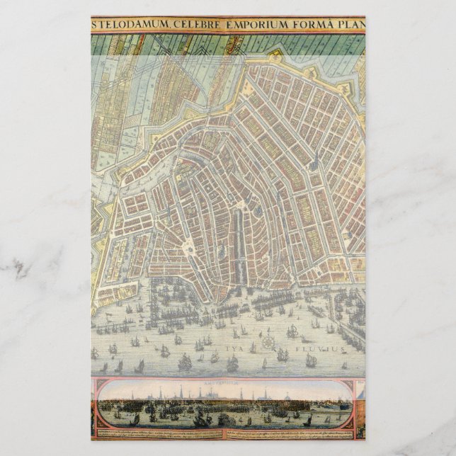 Papelería Mapa de la calle antigua de Ámsterdam, Países Bajo (Anverso)