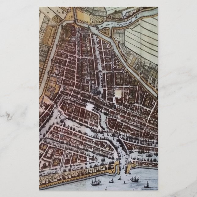 Papelería Mapa de la ciudad de Réplica de Rotterdam 1652 (Anverso)