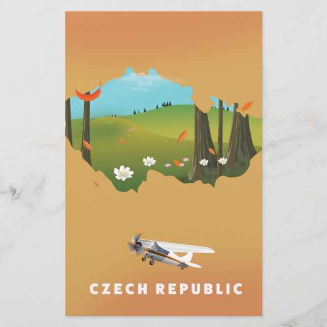 Papelería Mapa de la República Checa Póster ilustrado. (Anverso)