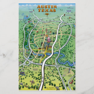Papelería Mapa de Personalizados de Austin Texas