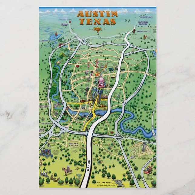 Papelería Mapa de Personalizados de Austin Texas (Anverso)