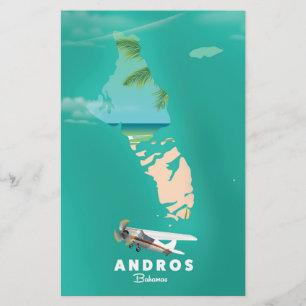 Papelería Mapa de vacaciones de Andros Bahamas.