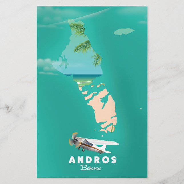 Papelería Mapa de vacaciones de Andros Bahamas. (Anverso)