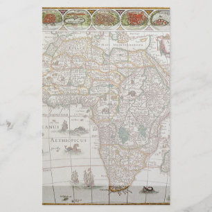 Papelería Mapa de Viejo Mundo antiguo de África, C. 1635