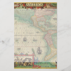 Papelería Mapa de Viejo Mundo antiguo de las Américas, 1606