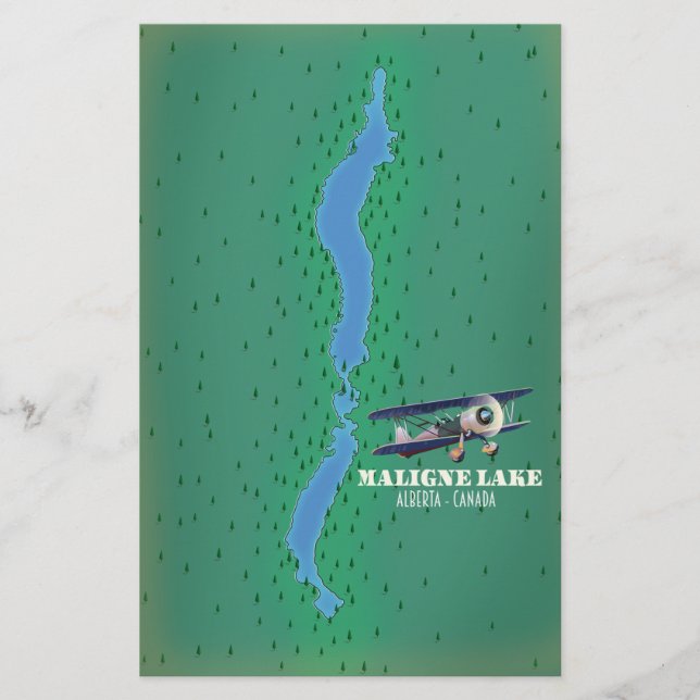 Papelería Mapa del lago Maligne Alberta Canadá (Anverso)