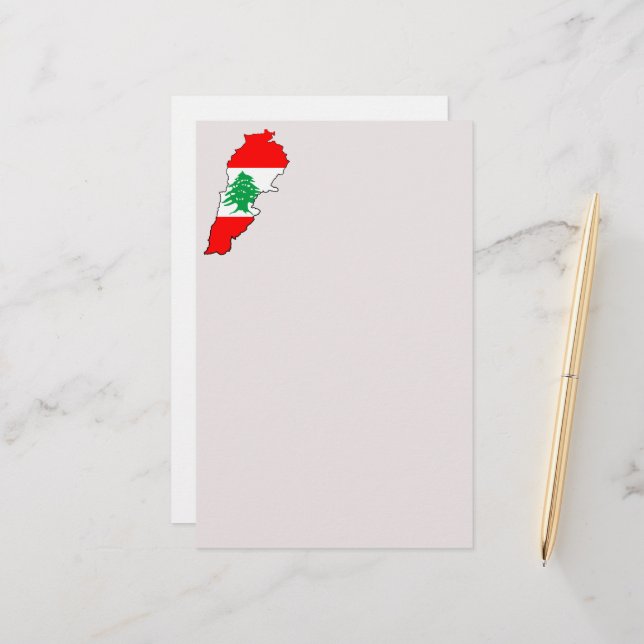 Papelería Mapa del Líbano con bandera (Anverso/Reverso In Situ)