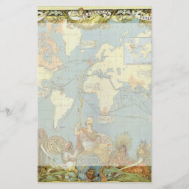 Papelería Mapa del mundo antiguo del imperio británico, 1886