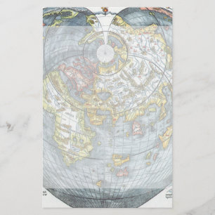 Papelería Mapa del mundo antiguo en forma de corazón vintage