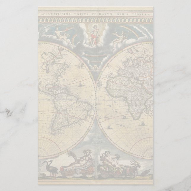 Papelería Mapa del mundo antiguo J. Blaeu 1664 (Anverso)