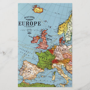 Papelería Mapa general de Europa vintage del siglo XX